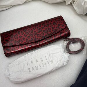 New* Stuart Weitzman Red leopard envelope purse